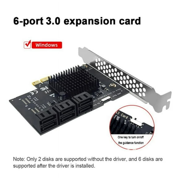 PCI-E to 6-Port SATA3.0 Expansion Card 6Gbps Desktop Adapter for Solid State & Mechanical Hard Disks