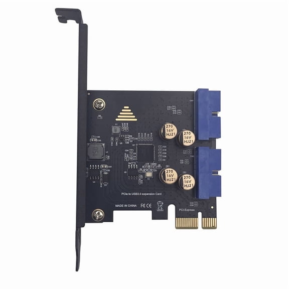 PCI-E to USB 3.0 Dual 19-Pin Expansion Card for Front Panel, 5Gbps, No Driver Required