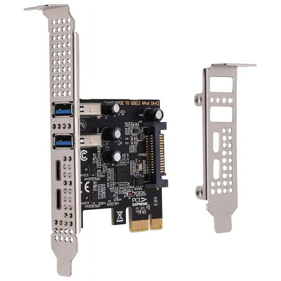 PCI Expansion Card 4-Ports (Type-C+A) USB 3.2 Expansion Card 5Gbps High Speed Hub Driver-Free for Desktop Computer
