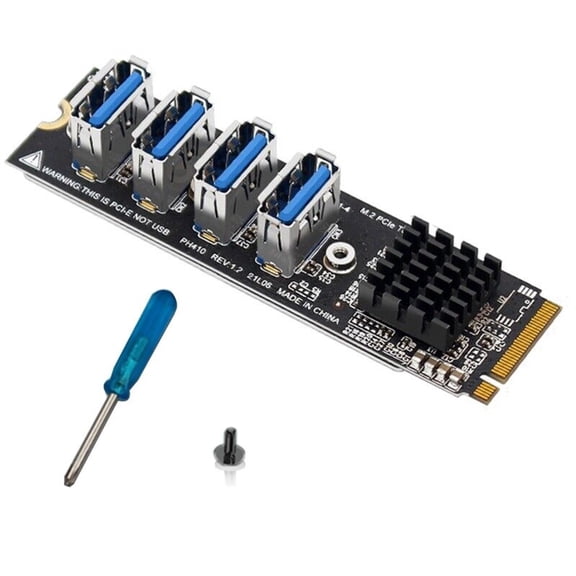 PCI-Express Adapter M.2 to PCIE Extender Riser Adapter USB 3.0 Expansion Card for Mac os /Windows / Linux, 4 Port