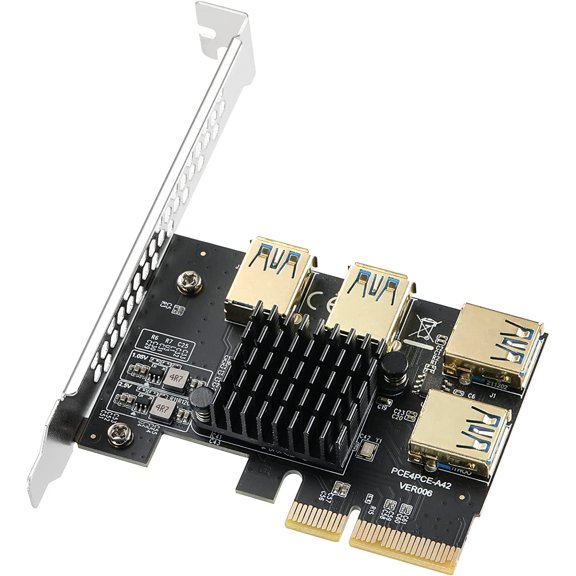 PCI Express Multiplier Riser Card - PCI-E 4X to External 4 USB 3.0 Converter Adapter for Bitcoin ETH Mining Miner Device