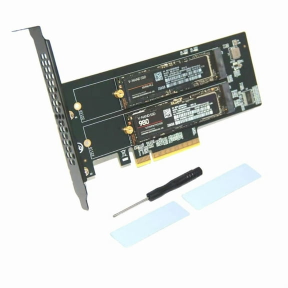PCI Express X8 4.0 to Dual M.2 NVME M Key Adapter Board for 2230 2242 2260 2280 22110 NVME SSD Computer Connection