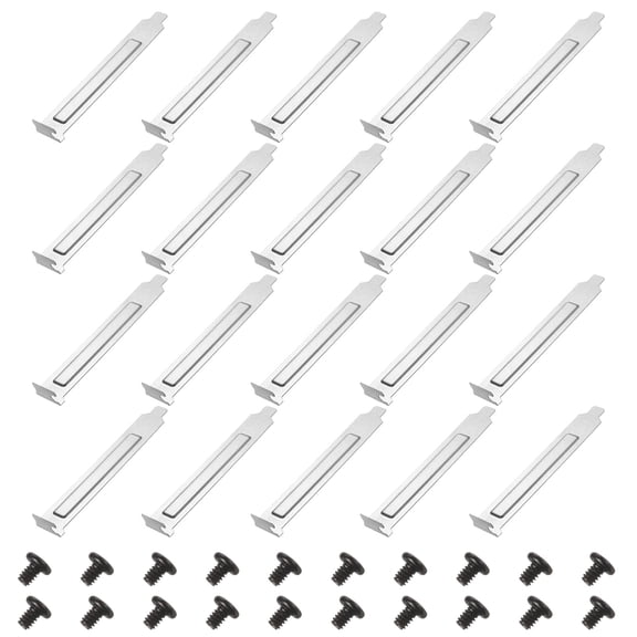 PCI Slot Cover Dust Filter 4.72 x 0.75 Inch, 20 Pcs Steel Dustproof Blanking Plate Ventilation Deflector Bracket Expansion Blank Plate with Screw for Computer Cases, Silver
