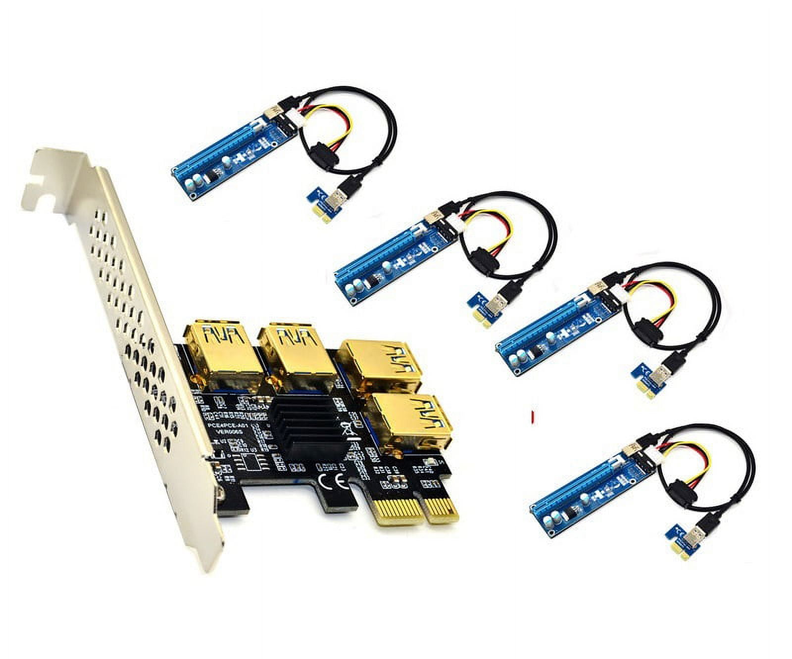 PCI-e Express 1X to 4 Port 16X Multiplier Riser Cable for Crypto Mining  Bitcoin - Walmart.com