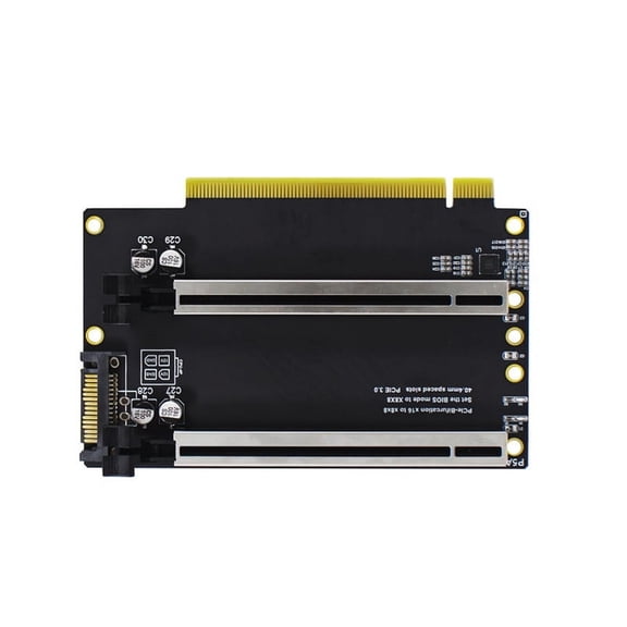 PCIE 3.0 X16 1 to 2 Expansion Card Gen3 Split Card PCIe X16 to X8X8 40.4mm Spaced Slots SATA PCIe Heightened Version