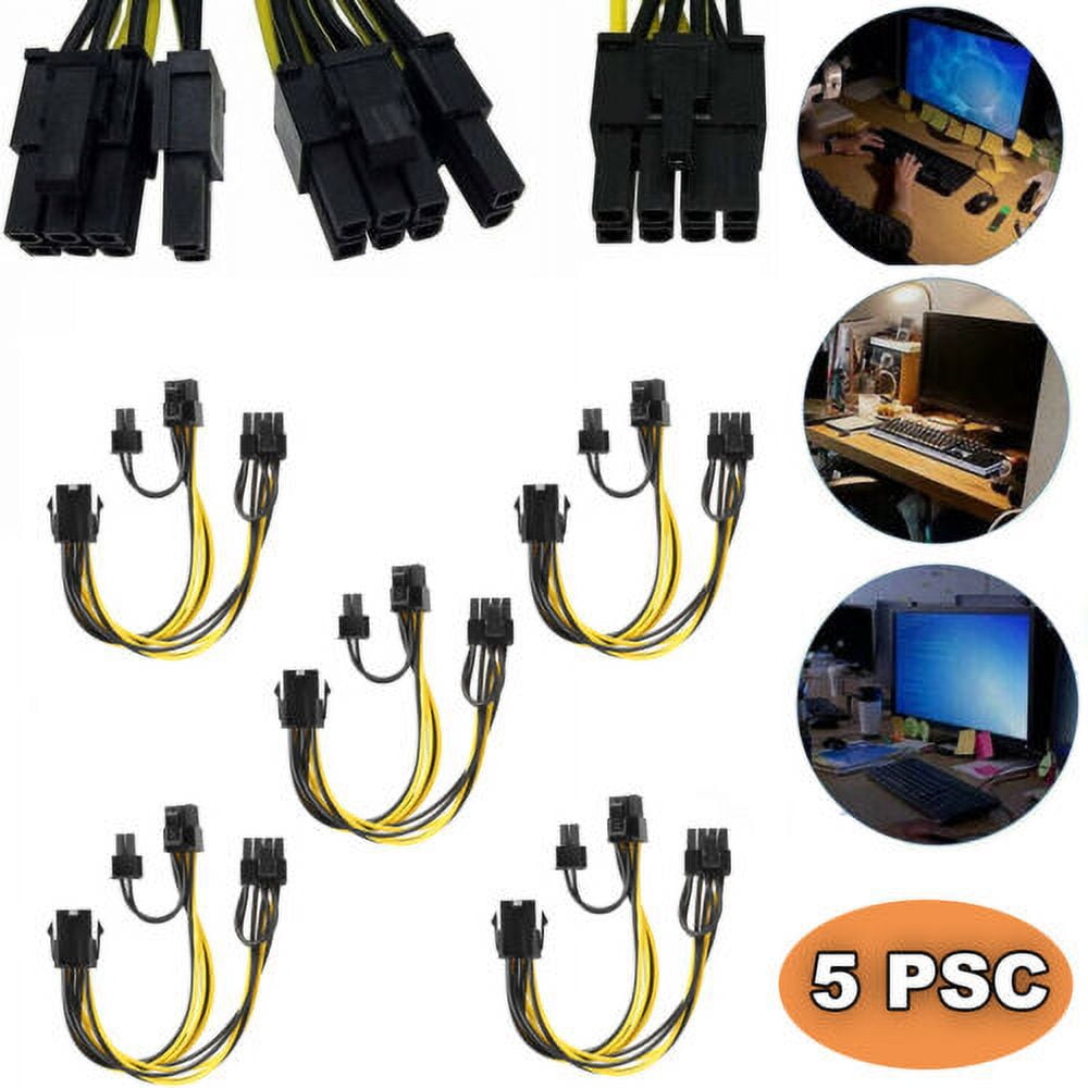 PCIE 6 pin Female to Dual PCIE 6+2 pin Male GPU Power Cable Splitter 5