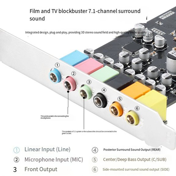 PCIE 7.1 Sound Card Stereo Panel PCI-Express X1 PC Audio Adapter Desktop Computer Volume Sound Converter