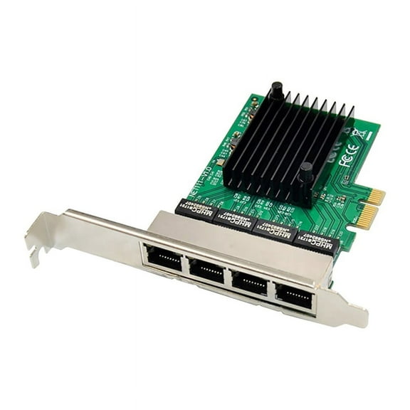 PCIE Network Card PCI-E X1 4 Port Gigabit Ethernet Server Network Card Adapter for Love Fast Sea Spider ROS Soft Router,1 x PCI-E network card,green