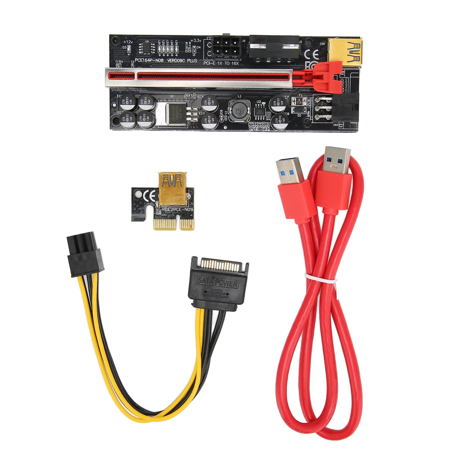 PCIE Riser Adapter Card 1x to 16x Stable Connection Multilayer Shielded ...