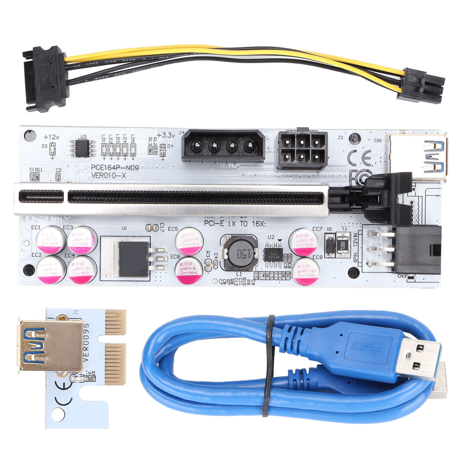 PCIE Riser Adapter Card 8 Capacitor Structures 6PIN Interface Stable ...
