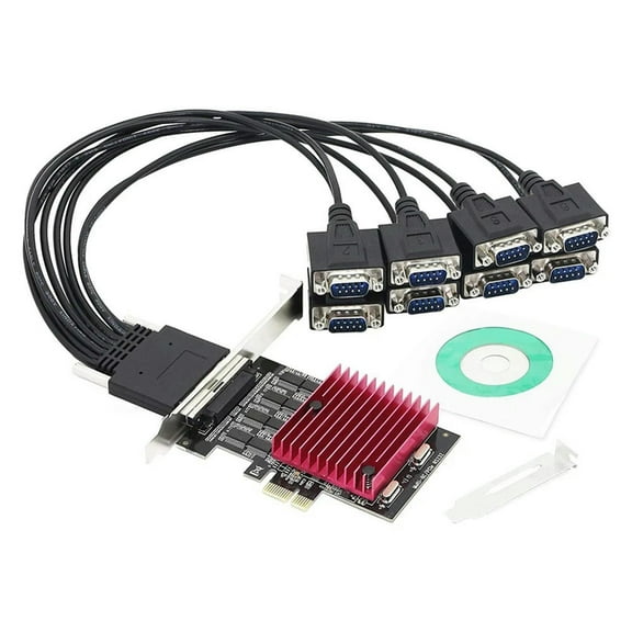 PCIE To 8 Port RS232 Expansion Card, PCI-E X1 8 Ports DB9 Serial Card, 8 Chipset PCI-Express Controller Card