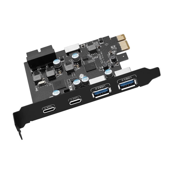 PCIE USB Expansion Card 2x USB C 2x USB A USB PCIE Card Motherboard Card Controller 19 Pin Connector for PC Desktop