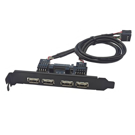 PCIE USB Expansion Card Dual 9PIN to 4-Port USB2.0 Adapter Card PC Panel Expansion for Desktop Win10/11