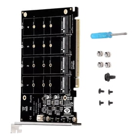 PCIE X16 4 Port Expansion Card Thick PCB, High Power DC Power Chip, M.2 NVME SSD Support