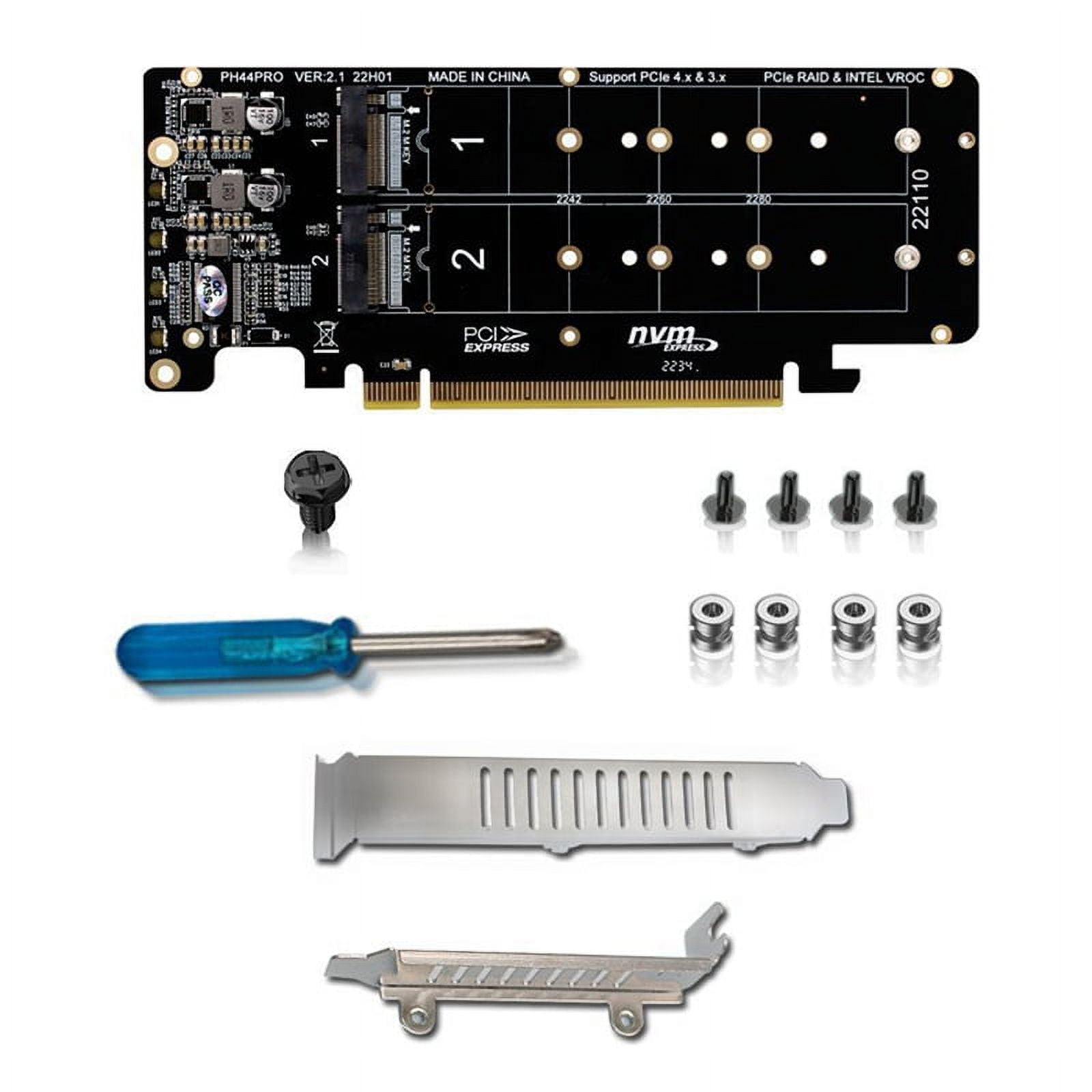 PCIE X16 to M.2 M-Key NVMEx4 SSD 2U Server Riser Card Double-Sided 4 ...