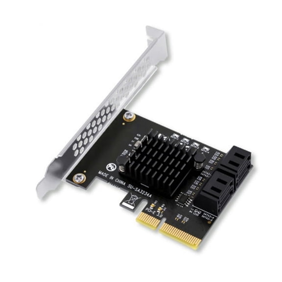 PCIE X4 to Card PCI-E Adapter PCI-E 3.0 to SATA3.0 Expansion Card 4Port III Add on Card for SSD HDD Mining