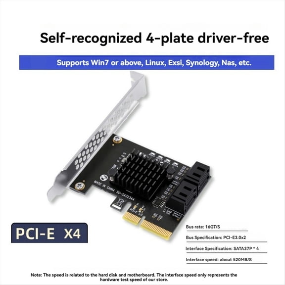 PCIE X4 to SATA Card PCI-E Adapter PCI-E 3.0 to SATA3.0 Expansion Card 4Port SATA III Add on Card for SSD HDD Mining