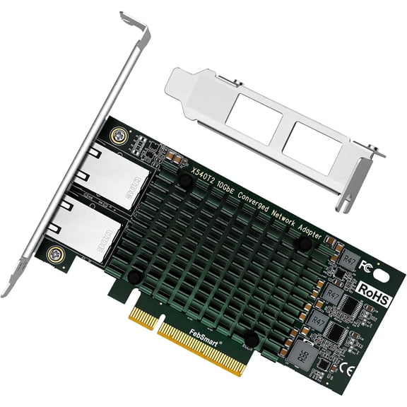 PCIE X8 Interface to 2X 10Gbps RJ45 Ports Network Adapter, Intel X540-AT2 Ethernet Controller, 2X 10GbE RJ45 Interface PCIE NIC Card, PCI Express 10GbE Converged Network Adapter (X540T2)