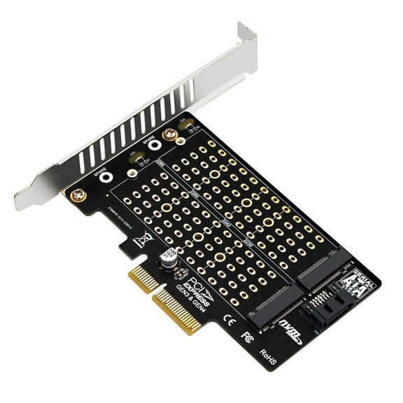 PCIE to M.2 Adapter M.2 SSD to PCIEX4 X8 X16 Expansion Card PCIE Dual-Bay Expansion Card