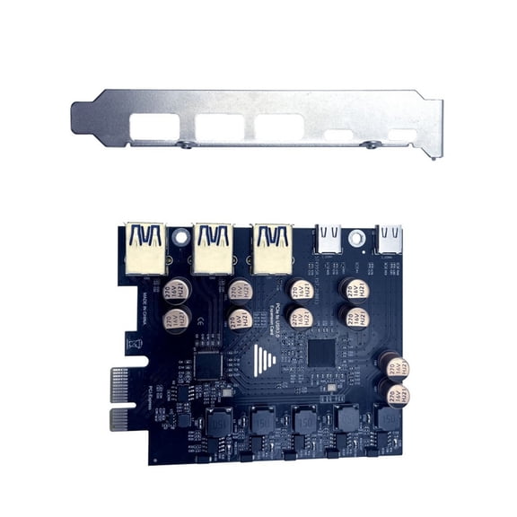 PCIE to USB3.2 Gen1 5Gbps Expansion Card with Type C Ports for Desktop