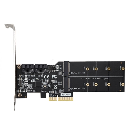 PCIE3.0 Channel to 2-port for M.2 (B-KEY) and 2-port SATA3.0 Adapter Card with ASM1164 6Gb for 2230 2242 2260 2280