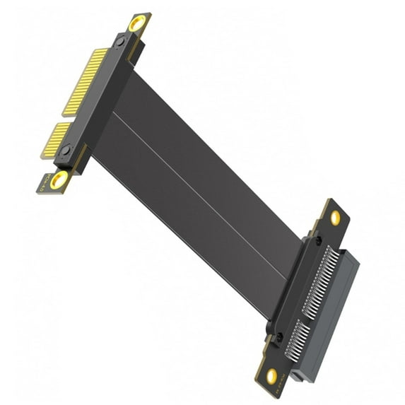 PCIE4.0 4X Right Angle Risers Card Extender 180 Degree to 90 Degree Ribbon Extender Card for Computer Motherboard