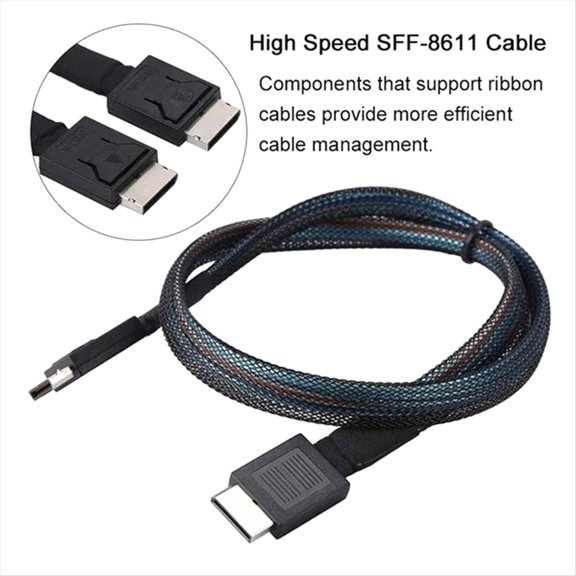 PCIE4.0 MINI SAS Cable 24Gbps Oculink Data Extension Cable SFF-8611 to SFF-8611 Server Data Transfer Line (0.5m)