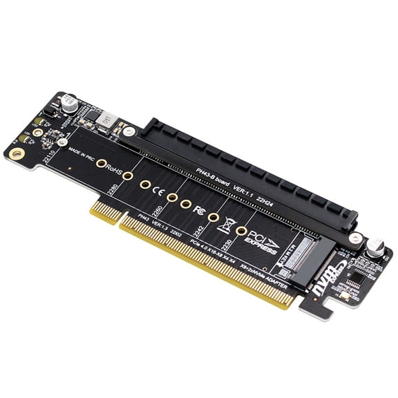 PCIE4.0 Split PCIE4.0 X16 to X8+X4+X4 Split Card Nvme Pcie4.0 Expansion Card 2 NVME Input Port Expansion Riser Card,1x PCIE4.0 Expansion Adapter 1 x screwdriver,Black