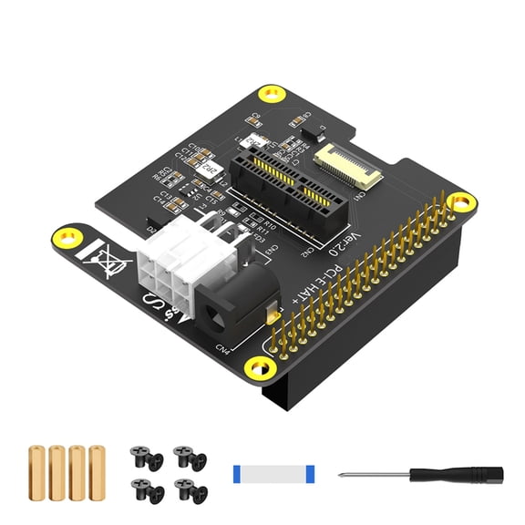 PCIE X1 Adapter with FFC Cable 6Pin Connectors External 12V Power 40Pin GPIO Header for RPi Development Board