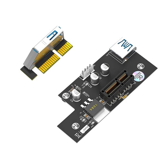 PCIe 1X Risers Card Extension With LED Indicator Display 15Pin Power USB Extension Cable with Magnetic Foot Pad