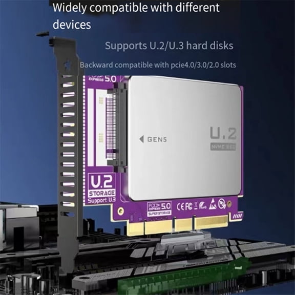 PCIe 4.0 to U.2(SFF-8639) Adapter, 128Gbps GEN5 U.2 SSD to PCIE X4 X8 X16 Expansion Card for PCIe 4.0/3.0/2.0
