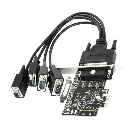 PCIe 4 Port RS232 Serial Adapter Card With Breakouts Cable For Low Profile Slot Computers