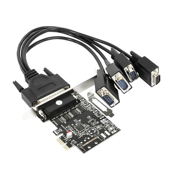 PCIe 4 Port RS232 Serial Adapter Card With Breakouts Cable For Low Profile Slot Computers