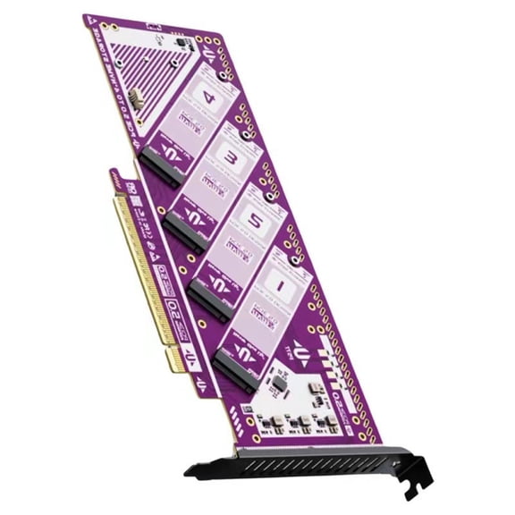 PCIe 5.0 4Port Expansion Card 32GT/s Speed 4 Bay NVMe SSD Supports Advanced Cooling
