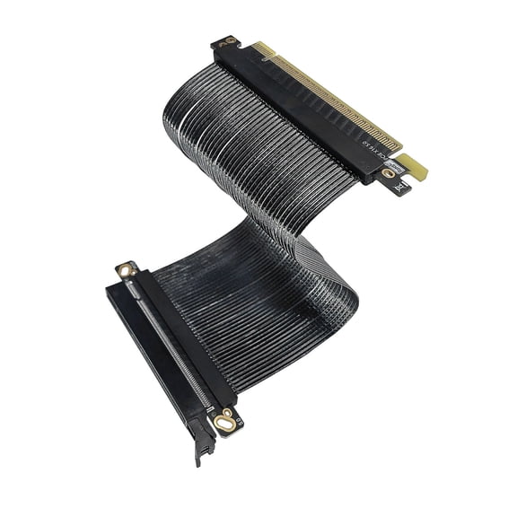 PCIe 5.0 X16 GPU Extension Cable Silver Coated Shielded Flat Wire Double Grounding Low Interferences High Durability