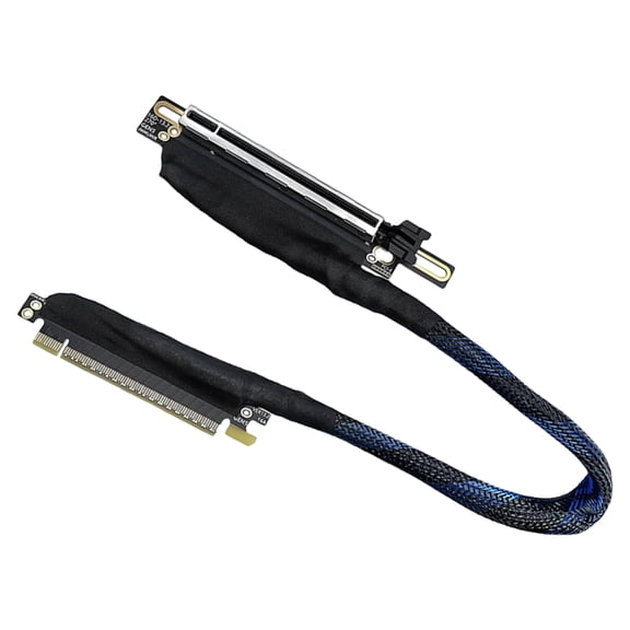 PCIe 5.0 X16 Right Angle GPU Extension Cable 270 Degree Flexible Braided Cord For Fast Speed Graphics Card Stability