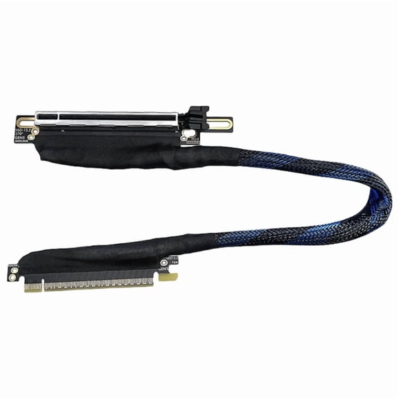 PCIe 5.0 X16 Right Angle GPU Extension Cable 270 Degree Flexible Braided Cord For Fast Speed Graphics Card Stability