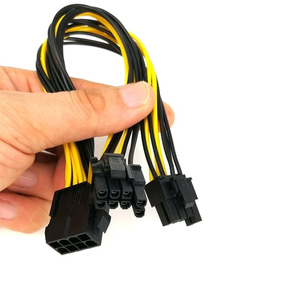 PCIe 8 Pin to 8 Pin Power Cable, 25cm 18AWG Video Card Power Splitter Cable for GPU, 8 Pin Female to 8 Pin or 6+2 Pin Male Power Extension Cord for SLI CrossfireX Computer Power Supply