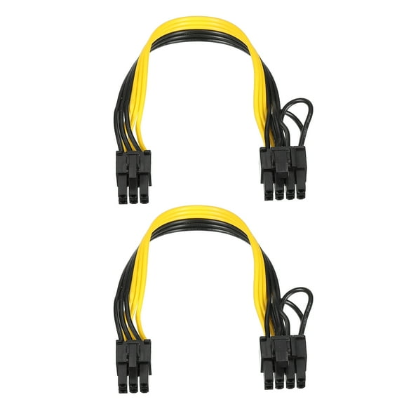 PCIe Cable 6 Pin Male to 8 Pin (6+2) Male GPU Power Supply Cable PCI Express Power Adapter Cable 220mm/8.7",2pcs