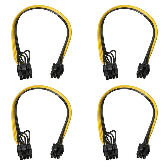 PCIe Cable 6 Pin Male to 8 Pin (6+2) Male GPU Power Supply Cable PCI Express Power Adapter Cable 320mm/12.6",4pcs