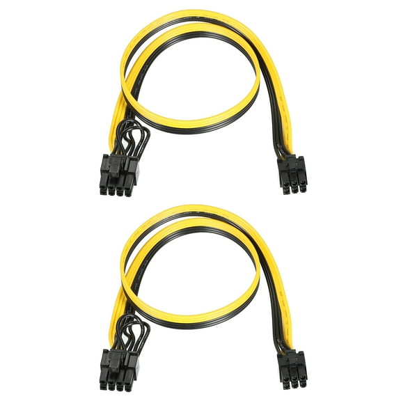 PCIe Cable 6 Pin Male to 8 Pin (6+2) Male GPU Power Supply Cable PCI Express Power Adapter Cable 520mm/20.5",2pcs