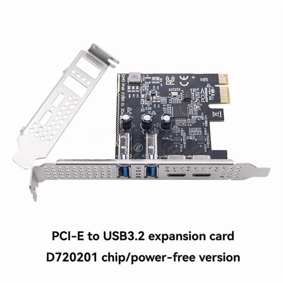 PCIe USB 3.2 Expansion Card with 2x Type-C and 2x Type-A Ports Driver-Free for 10/11 and Linux