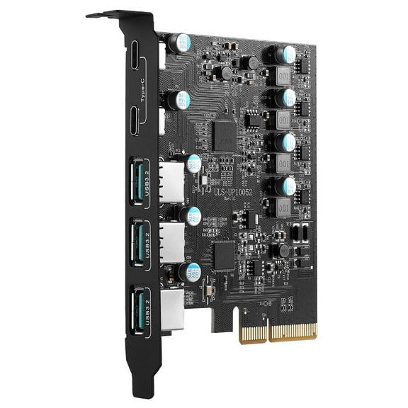 PCIe to USB 3.2 Gen 2/3.1 Gen 2 Card with 20Gbps Bandwidth 5-Port (3X USB-A -2X USB-C) USB C PC Card USB 3.2 Card Internal USB3 Hub Converter PCIE Splitter for Desktop PC Support Windows