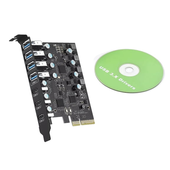 PCIe USB 3.2 Gen 2 Card for Multiple Devices 7 Ports for High-Power Peripherals