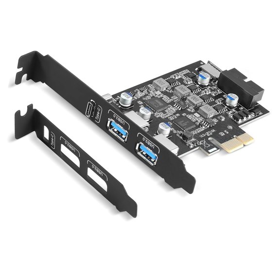 PCIe USB-A and USB3.0 Type-C Expansion Card for Home, and Gaming Desktops, with Internal Type-E and 19-Pin Headers for Added Connection