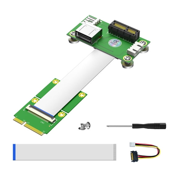 PCIe X1 Board Cable for Mini PCIe Cards, Two-Board Ribbon Line with Magnetic Feet for Metal Housing, Mini Host Units, and Desktop Cabinets