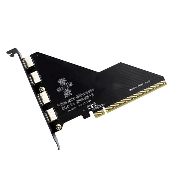 PCIe X16 4 Port Split and External Oculink SFF8612 Expansion Card for Desktop