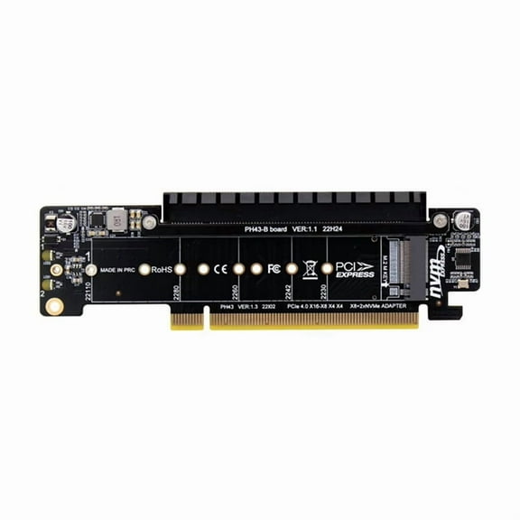 PCIe X16 to X8+X4+X4 Split Expansion Adapter Card PCIE4.0 M.2 NVMEx2 Input Ports Support 2280/2260/2242/2230 SSD