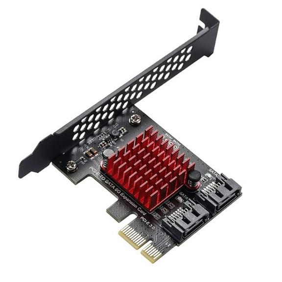 PCIe to 2 Ports 3 III 3.0 6 Gbps SSD Adapter PCI-E PCI Express X1 Controller Board Expansion Card Support X4 X6,1 x PCIe Adapter Card,Black&Red