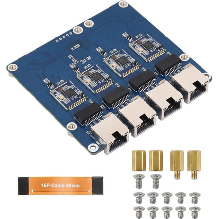 PCIe to 4-Ch Gigabit ETH Board (B) Compatible with 5/RPi OS, Driver-Free, Plug and Play